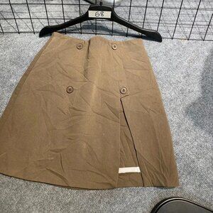 Tan Mini Skirt Button Detail A-Line Preppy